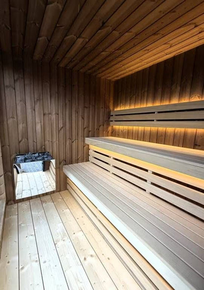 Gartensauna ARCO 20 – 200 × 200 cm mit wählbarer Panorama-Verglasung