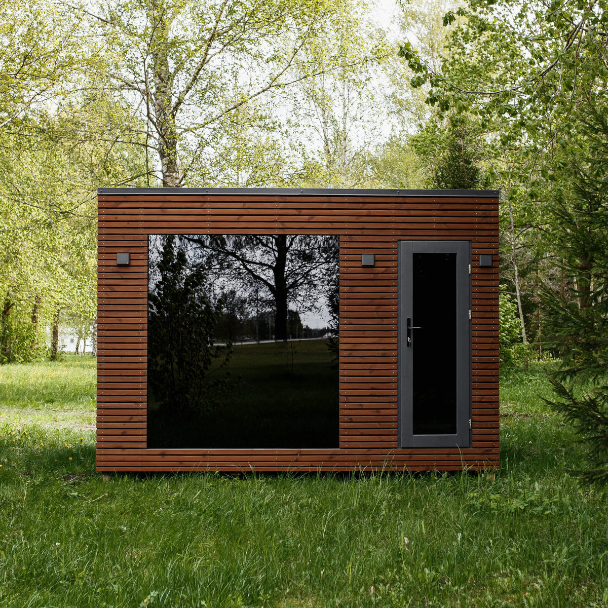 Gartensauna Escape – 250 × 350 cm mit Vorraum und integrierter Dusche