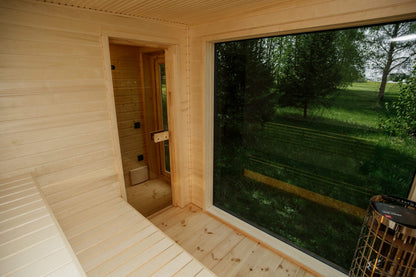 Gartensauna Escape – 250 × 350 cm mit Vorraum und integrierter Dusche