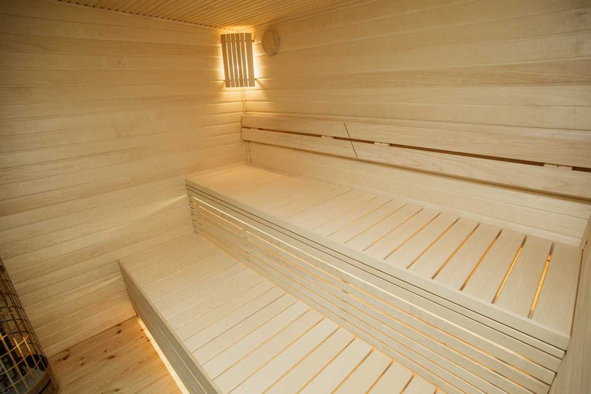 Gartensauna Escape – 250 × 350 cm mit Vorraum und integrierter Dusche