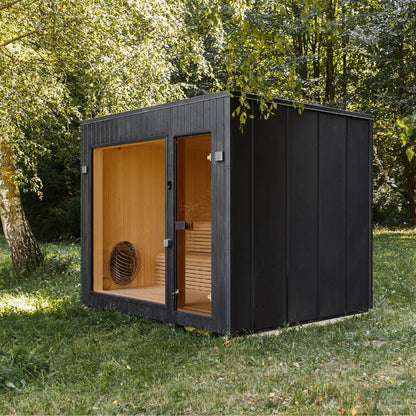 Gartensauna Inspire – 240 × 300 cm moderne Rahmensauna mit großzügiger Glasfront