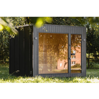 Gartensauna Inspire – 240 × 300 cm moderne Rahmensauna mit großzügiger Glasfront