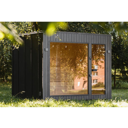 Gartensauna Inspire – 240 × 300 cm moderne Rahmensauna mit großzügiger Glasfront