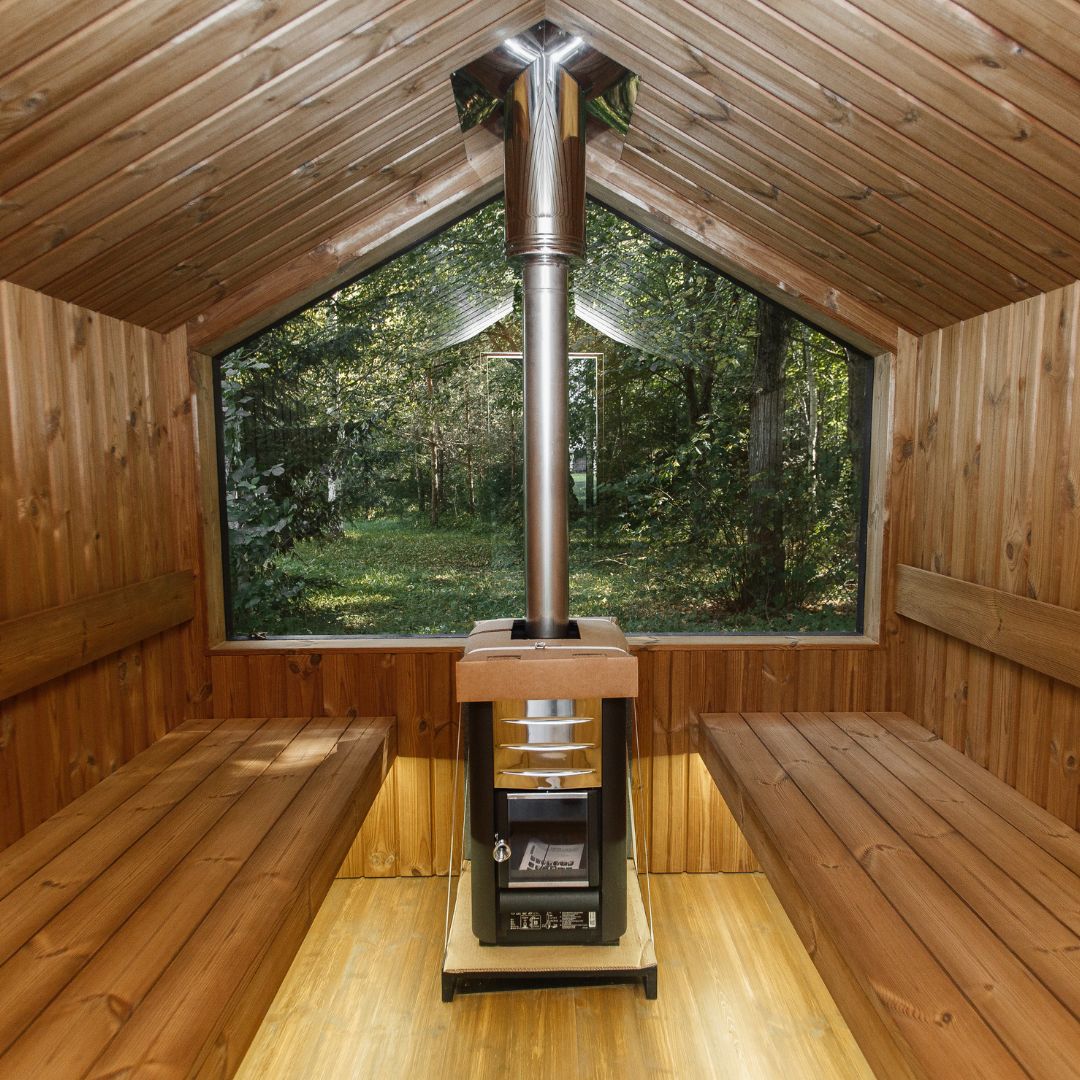 Garden Sauna Origin – 240 × 300 cm with covered terrace and thermally modified wood interior