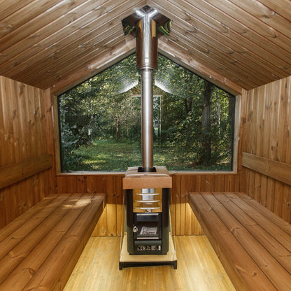 Garden Sauna Origin – 240 × 300 cm with covered terrace and thermally modified wood interior