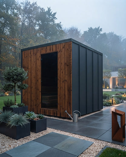Gartensauna ARCO 25 – 220 × 250 cm ‎Isolierte Außensauna für 2–4 Personen