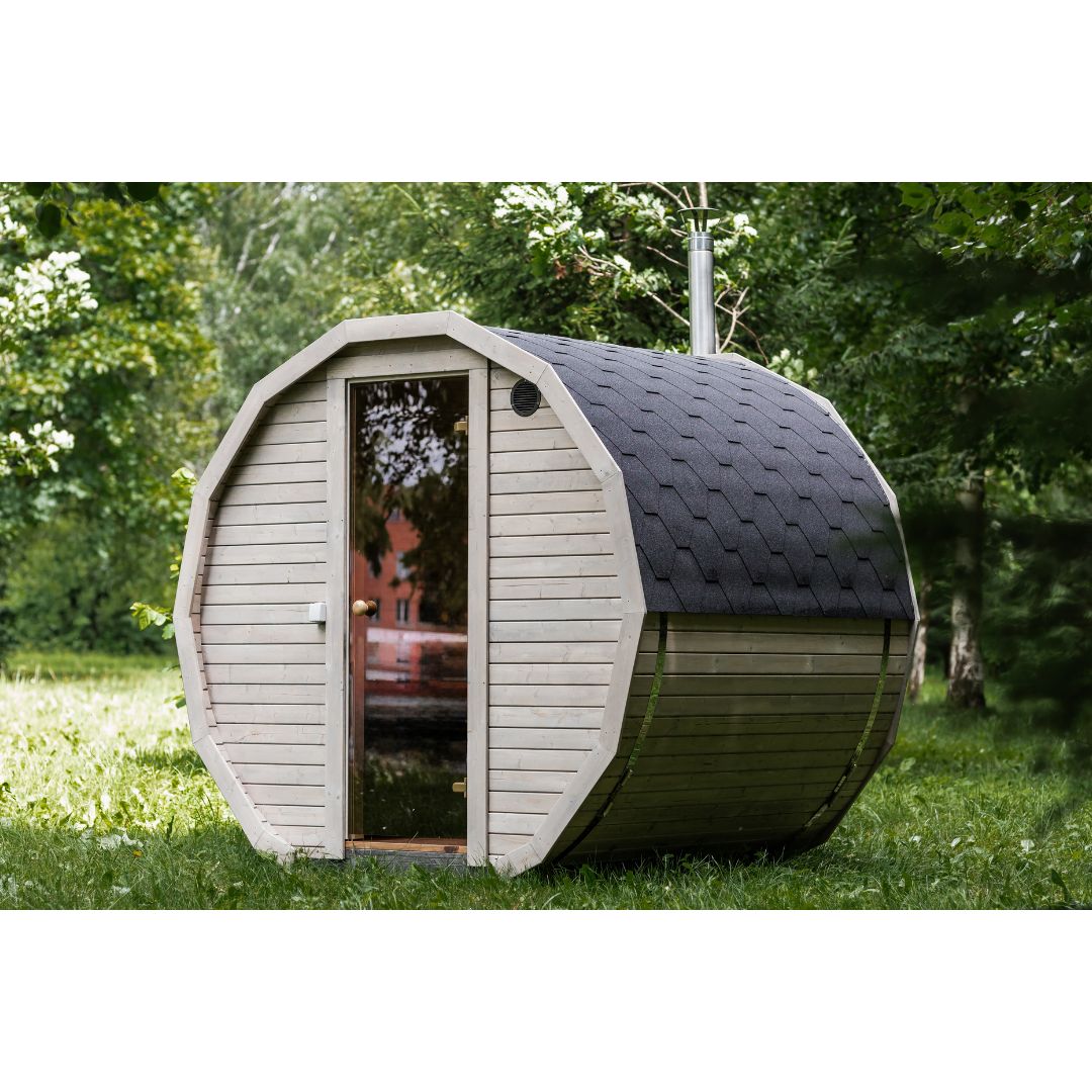 Gartensauna Round 2M – 200 × 244 cm für 4 Personen