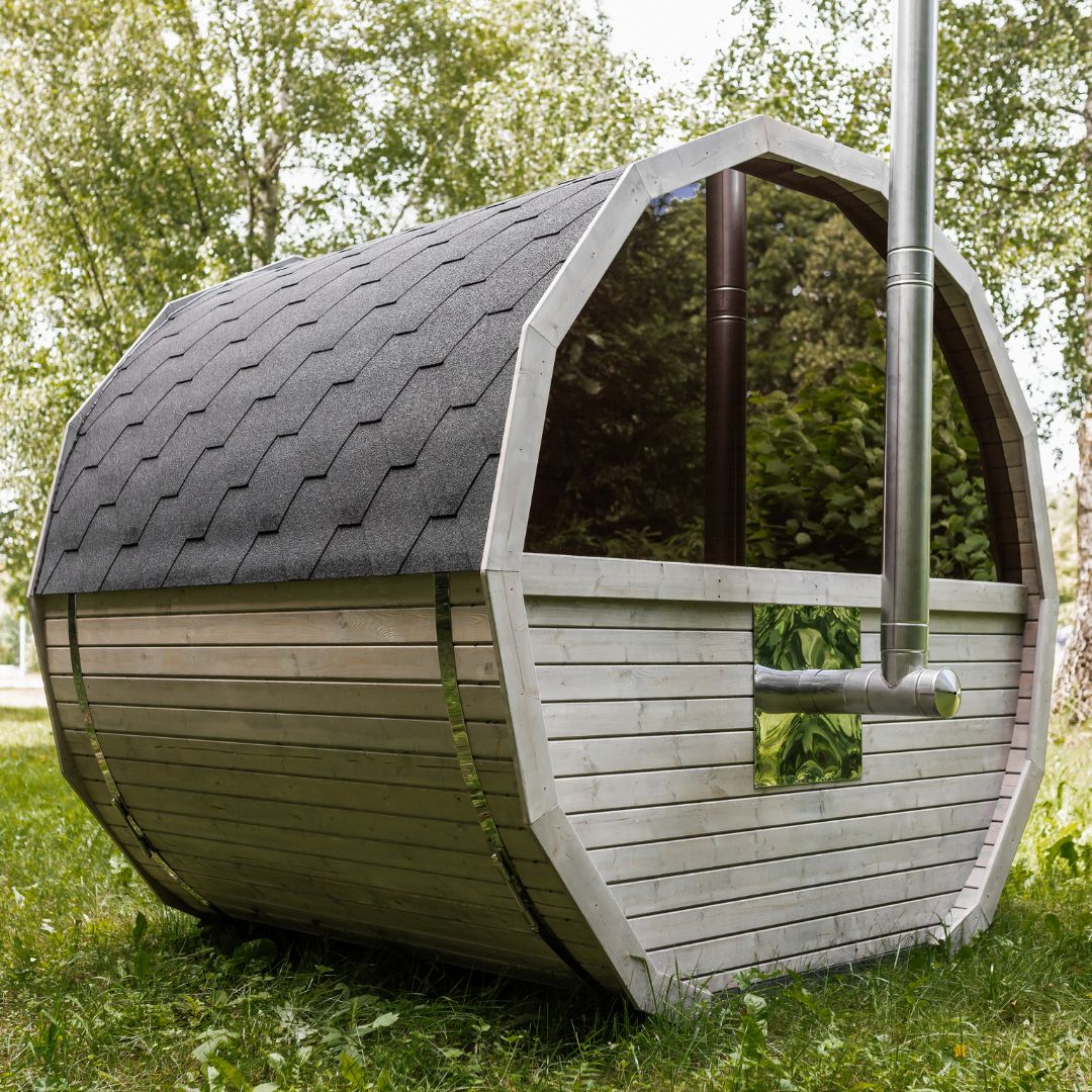 Gartensauna Round 2M – 200 × 244 cm für 4 Personen