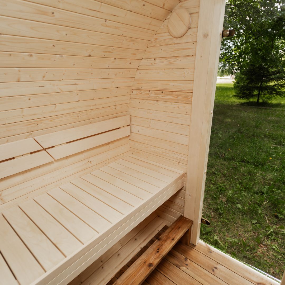 Gartensauna Round 2M – 200 × 244 cm für 4 Personen