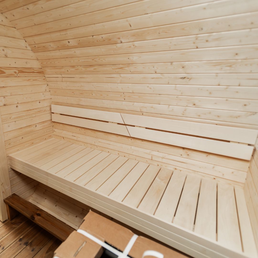 Gartensauna Round 2M – 200 × 244 cm für 4 Personen