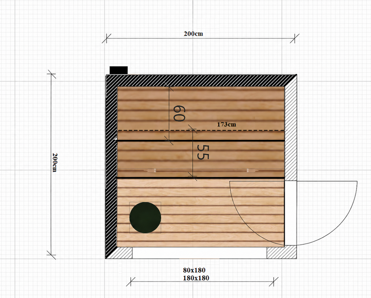 Gartensauna ARCO 20 – 200 × 200 cm mit wählbarer Panorama-Verglasung